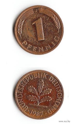 1 пфенниг Германия 1987 года(J)