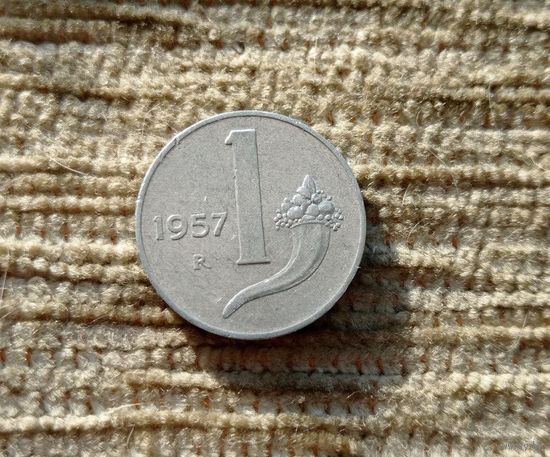 Werty71 Италия 1 лира 1957 Рог изобилия весы
