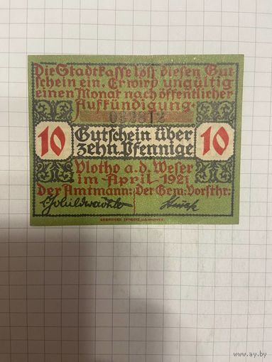 10 пфенингов (нотгельды) г. Германия.-1412