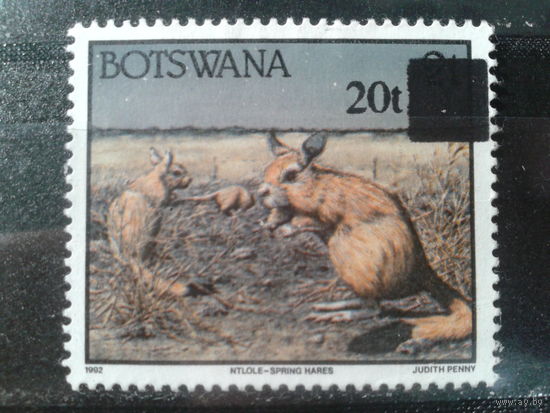 Ботсвана,1996. *Африканские зайцы, надпечатка