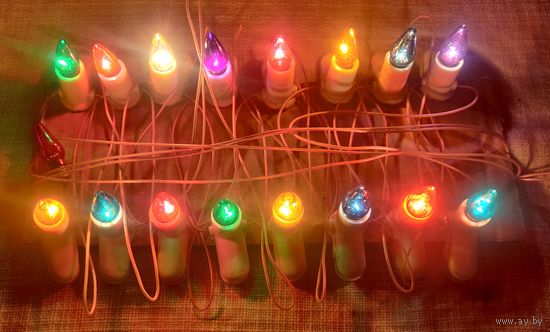 Новогодняя елочная гирлянда электрогирлянда на прищепках СССР