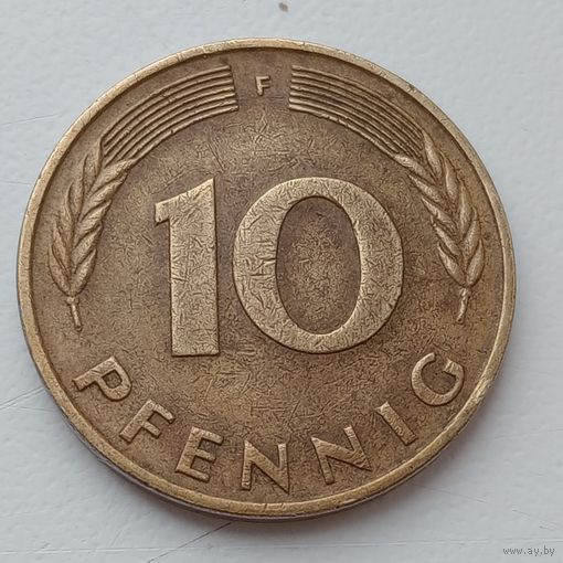 Германия 10 пфеннигов 1977 F Брак,выкрошка штемпеля