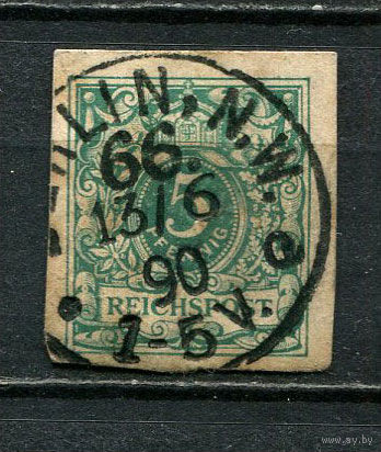 Рейх - 1889 - Корона 5Pf - 1 вырезка. Гашеная.  (Лот 19JJ)-TG2P35