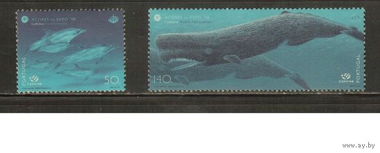 Португалия(Азоры)-1998(Мих.468-469) , **  , Морская Фауна, Киты (полная серия)