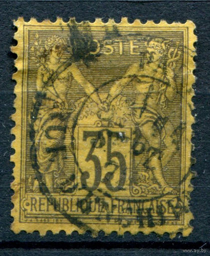 Франция (Республика) - 1877/78г. - аллегория, 35 с - 1 марка - гашёная [Mi 75 b]. #1-Fr-11-A-1