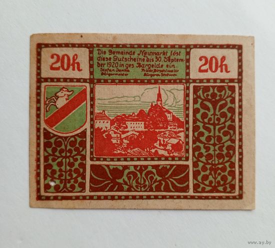 Австрия. Нотгельд 20 heller 1920 г. Salzburg.