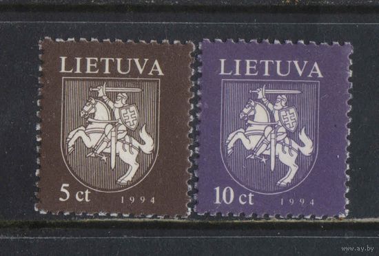 Литва 2-я Респ 1994 Герб Литовский рыцарь Стандарт Полная #553-4**