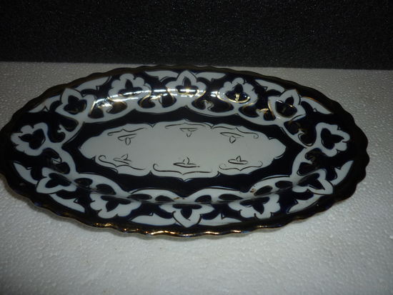 Тарелка Фарфор. Средняя Азия. Кобальт, позолота