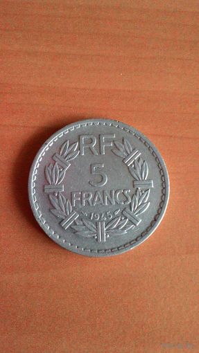 Франция, 5 франков 1945.