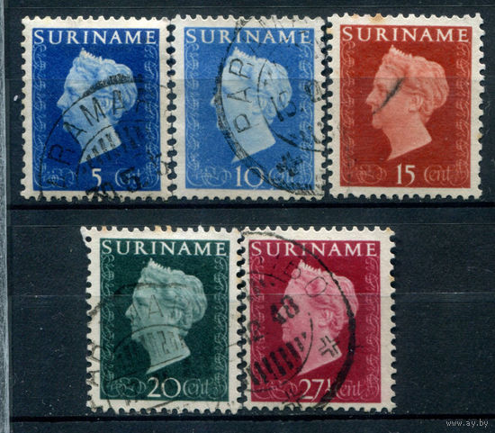 Нидерландские колонии - Суринам - 1948г. - королева Вильгельмина - 5 марок - гашёные. #3-WB-95-A-1