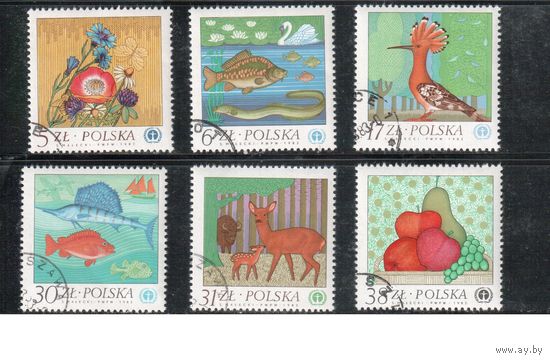 Польша-1983,(Мих.2850-2855)  гаш.  ,Флора, Фауна (полная серия)