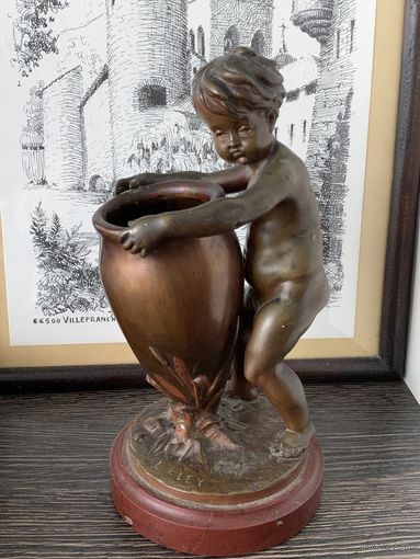 Старинная бронзовая статуэтка-ваза . L Kley -Франция 1900 г.