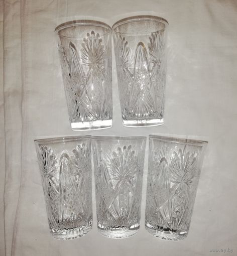 Набор хрустальных стаканов, 5 шт, СССР