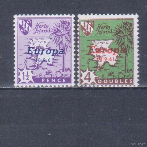[2066] Великобритания,Херм о-в 1961. Карта острова.Европа.EUROPA. НАДПЕЧАТКИ. MNH