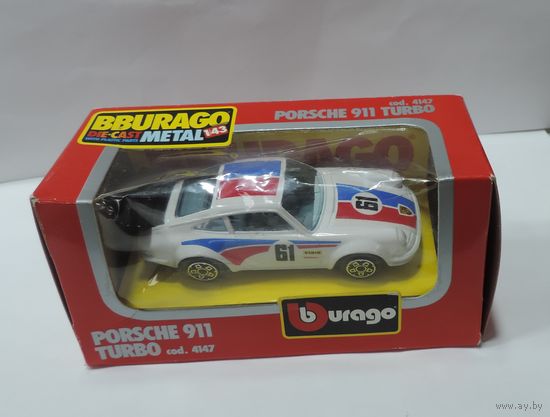 Автомобиль  Porsche 911 Turbo. Burago. Италия. Металл.