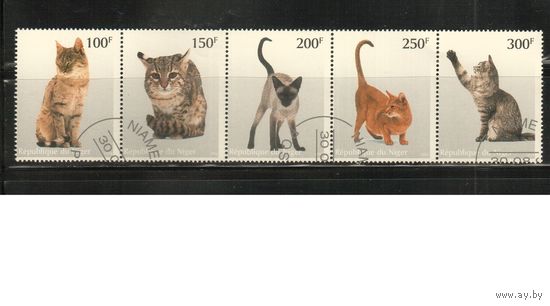Нигер-1998  , гаш., Фауна ,  Кошки (полная серия)