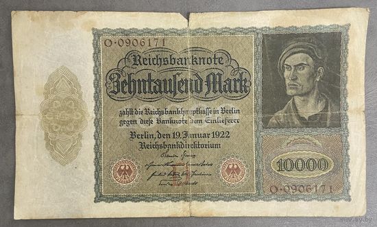 Банкнота 10000 марок 1922 год. Веймарская республика.
