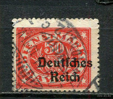 Рейх (Веймарская республика) - 1920 - Надпечатка Deutsches Reich на марках Баварии 50 Pf - [Mi.40d] - 1 марка. Гашеная.  (Лот 20JJ)-TG2P36
