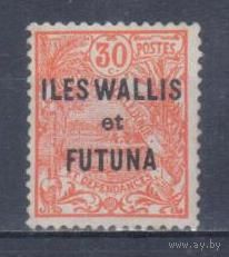[841] Французские колонии.Уоллис и Футуна 1922. Местный пейзаж. НАДПЕЧАТКА. БЕЗ КЛЕЯ.