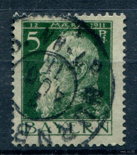 Королевство Бавария - 1911/12г. - принц регент Луитпольд, 5 Pf - 1 марка - гашёная. Без МЦ!