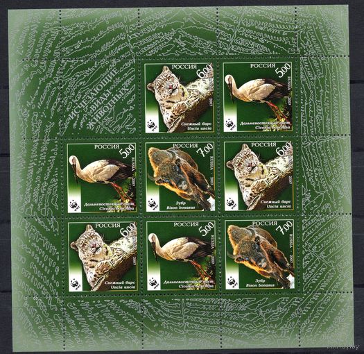 Россия 2007. Исчезающие виды животных. Фауна. Малый лист 1200-04 (647)