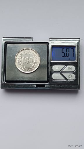 100 марок Финляндия 1956 года. Серебро 500. Монета не чищена. 650