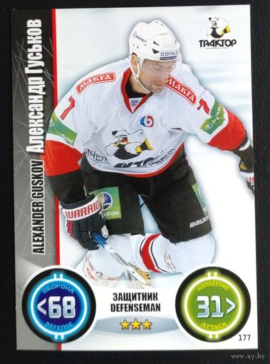 Карточка Александр Гуськов. ХК "Трактор". Сезон 2013-2014. Коллекция "TOPPS КХЛ Звёзды" N177