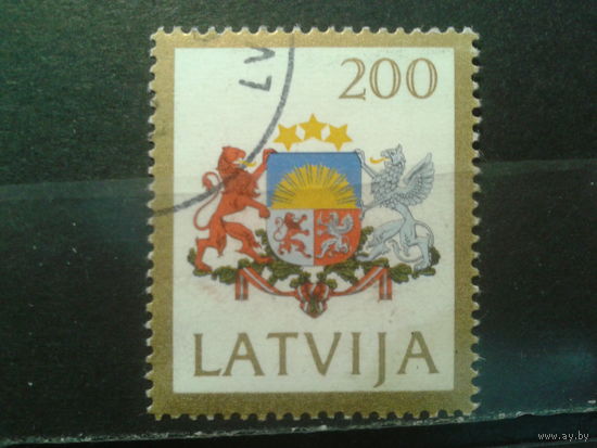 Латвия, 1991. Стандарт, герб. Mi-5,50 евро гаш.