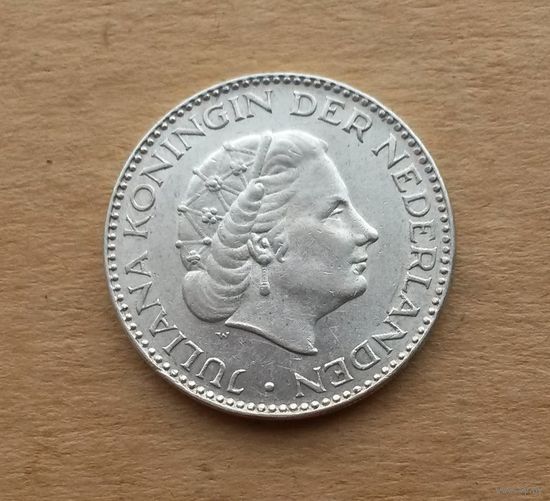 Нидерланды, 1 гульден 1954 г., серебро 0.720, королева Юлиана (1948-1980)
