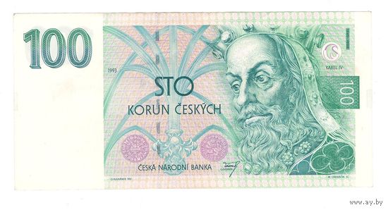 Чехия 100 крон 1993 года. Редкий год!