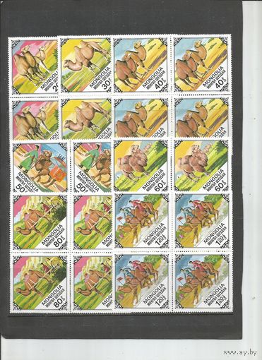 Монголия. Верблюды. 1978г. Mi#1185-91. Серия в кв.блоках