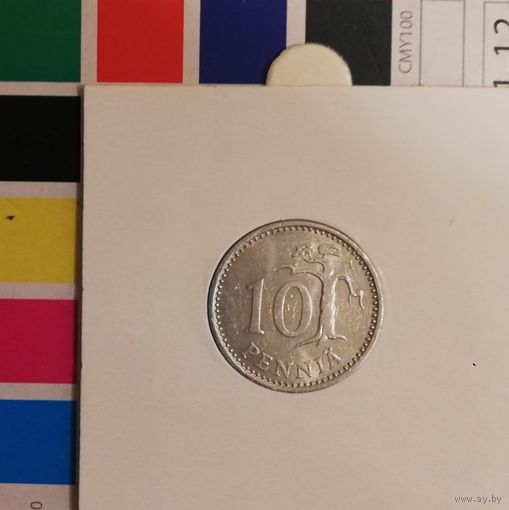 Финляндия 10 пенни 1987N в холдере