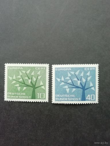 ФРГ 1962 Серия из двух марок "ЕВРОПА СЕПТ (EUROPA CEPT). Стилизованное дерево" (Чистые**) Мi.383-384 каталог 0.80 евро
