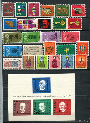 ФРГ - 1968 - Годовой набор - 26 марок и 1 блок - MNH
