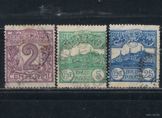 Сан-Марино Респ 1903 Номинал Три башни горы Монте Титано Стандарт #34,35,38