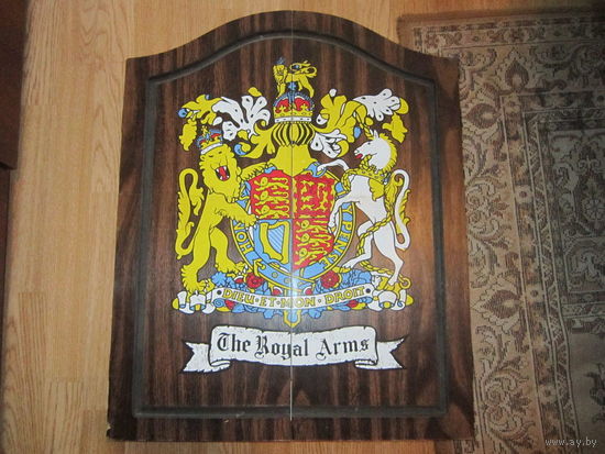 Дартс огромный старинный . Англия . Герб . Дерево. The royal arms . Дротики