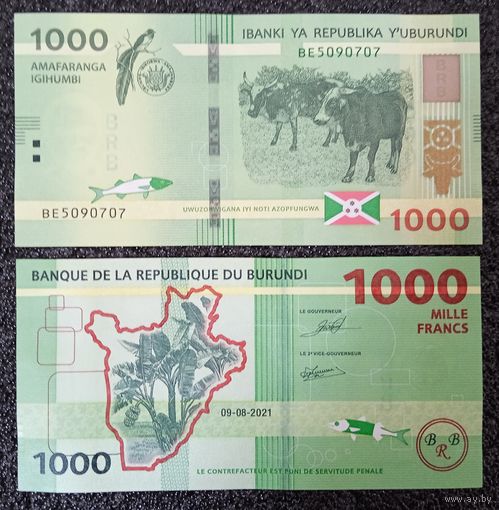 1000 франков Бурунди 2021 г. UNC