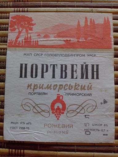 Этикетка от вина. УССР.