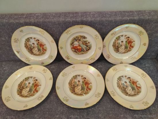 Все лоты с 1 Рубля. Комплект больших Сервировочных тарелок. Мадонна.HENNEBERG PORZELLAN. ГДР. 70-Е ГОДЫ.