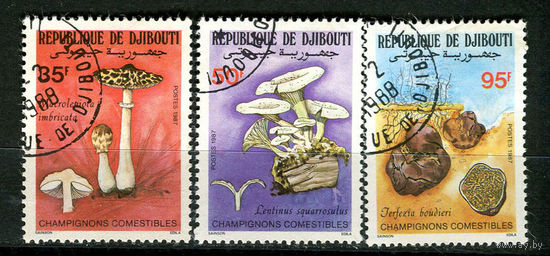 Джибути - 1987 - Грибы - [Mi. 488-490] - полная серия - 3 марки. Гашеные.  (Лот 14M)