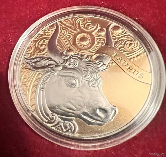 ТЕЛЕЦ 1 рубль. Модернизация #Belcoinart. Золочение, титанирование. Тираж модернизированной монеты 99 штук! В ОРИГИНАЛЬНОМ БАНКОВСКОМ ФУТЛЯРЕ! РЕДКОСТЬ!