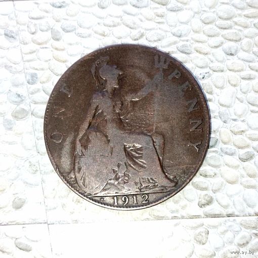 1 пенни 1912 года Великобритания. Король Георг 5. Родная патина!