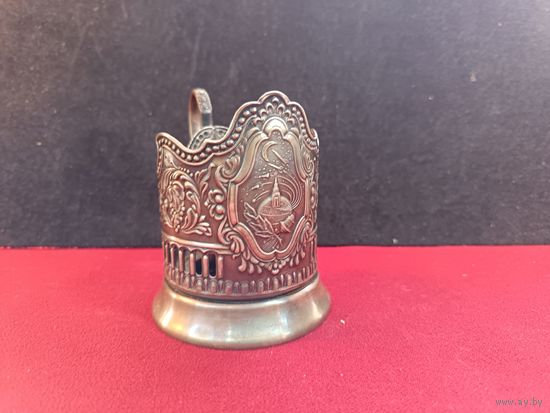 С рубля без мц. подстаканник "Космос", СССР, высота с ручкой 11см. диам 7см.