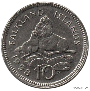 Заморская Территория Фолклендские Острова. 10 пенсов (пенни) 1998. Фауна. Морской лев.