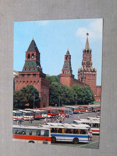 С018-5703 Открытка Москва Кремль Константиноеленинская, Набатная и Спасская башни Фото Веселов 1984 Подписана