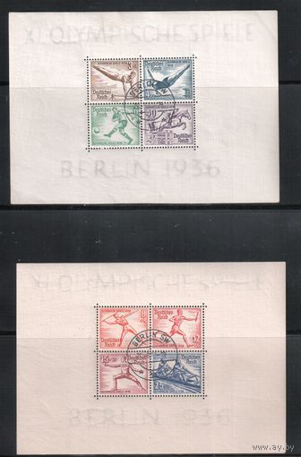 Германия-1936,(Мих.Бл.5-6)  ,  гаш.(с клеем) ,   Спорт, ОИ-1936