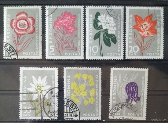 Румыния 1957 цветы 7 из 8 наклейки.