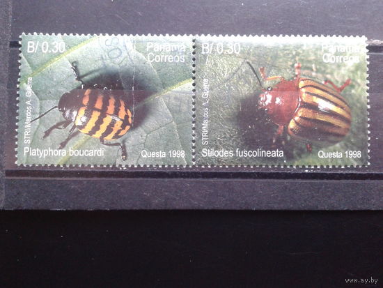 Панама  1998 Жуки, сцепка Михель-2,6 евро гаш