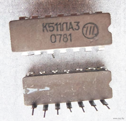 К511ЛА3. Логическая микросхема. 2 логических элемента "4И-НЕ" с пассивным выходом и расширением по "И"