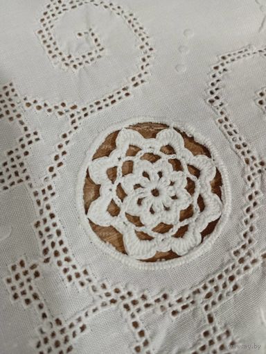 Винтажная скатерть, ришелье, ручная работа, Германия, 82*84 см